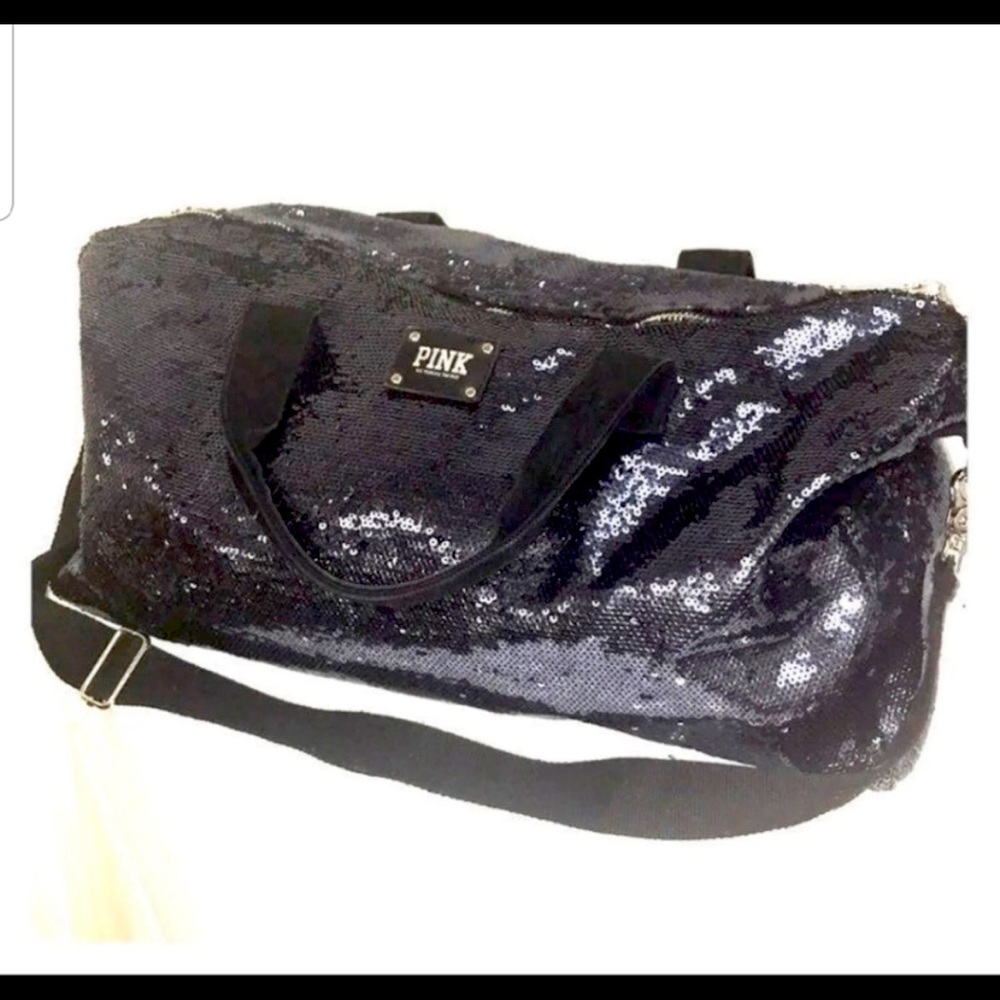 Victoria Secret Pink Sequin Duffle Bag - Black